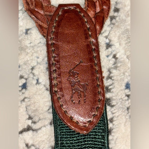 Vtg Polo Ralph Lauren Braided Leather Grain Adjustable Suspenders Brass Buckles​ - Picture 11 of 14